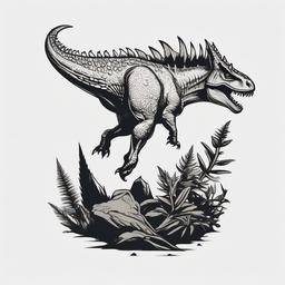 Carnotaurus Tattoo - Showcase the unique and carnivorous Carnotaurus in a captivating tattoo.  simple vector color tattoo,minimal,white background