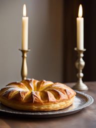 galette des rois, french puff pastry king cake, devoured at an epiphany celebration with a hidden charm. 