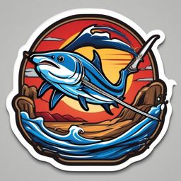 Swordfish Sticker - A swift swordfish slicing through the water, ,vector color sticker art,minimal