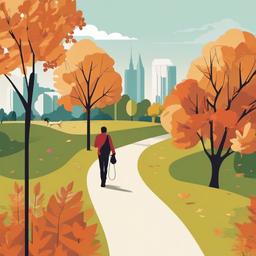 Person clipart - person walking a dog in the park  color,minimalist,vector clipart