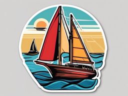 Sailboat Sticker - Nautical adventure, ,vector color sticker art,minimal