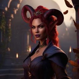Lilith Nightshade, a tiefling warlock making deals with fiends detailed matte painting, deep color, fantastical, intricate detail, splash screen, complementary colors, fantasy concept art, 8k resolution trending on artstation unreal engine 5