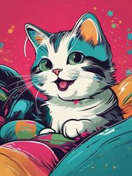 Funny Cat - This kitty's playful escapades and quirky quirks are bound to bring laughter to any setting. , vector art, splash art, t shirt design