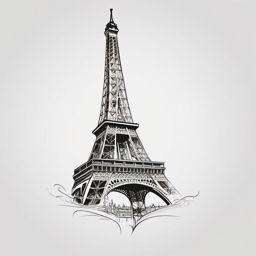 Eiffel Tower Tattoo - An Eiffel Tower tattoo in the City of Love  few color tattoo design, simple line art, design clean white background