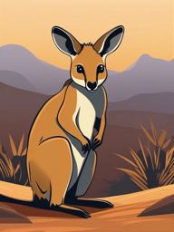 Cute Wallaby in the Outback  clipart, simple