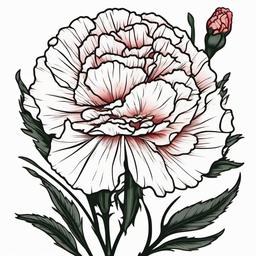 Carnation Memorial Tattoo,Honor and remembrance in a tattoo featuring carnations, a beautiful and meaningful tribute.  simple color tattoo,minimal vector art,white background