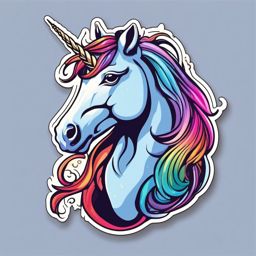 Unicorn Sticker - Mythical unicorn magic, ,vector color sticker art,minimal