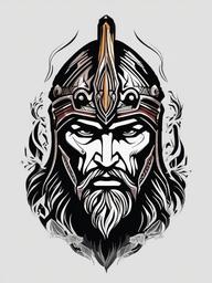 Ares God of War Tattoo-Bold and powerful tattoo featuring Ares, the Greek god of war.  simple color vector tattoo