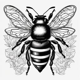 black and white bumble bee tattoo  vector tattoo design