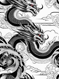 Japanese dragon tattoo designs, Creative and detailed designs for Japanese dragon tattoos.  color, tattoo style pattern, clean white background