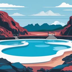 Blue Lagoon clipart - Geothermal spa in Iceland, ,color clipart vector style