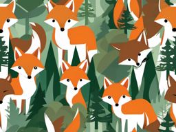 Fox Clipart - Fox sneaking through the forest with a cunning smile , minimal, 2d