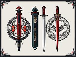 three sword tattoo  simple vector color tattoo