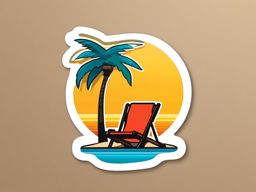 Beach Chair and Sun Hat Emoji Sticker - Relaxing by the ocean, , sticker vector art, minimalist design