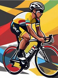 Tour de France Cyclist Sticker - Elite cycling race, ,vector color sticker art,minimal