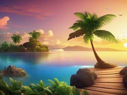 Summer Island Wallpaper  background