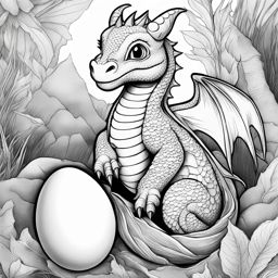 dragon coloring pages - a baby dragon hatches from its sparkling egg. 