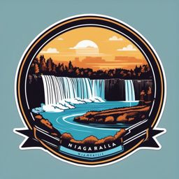 Niagara Falls sticker- Magnificent waterfalls on the US-Canada border, , sticker vector art, minimalist design