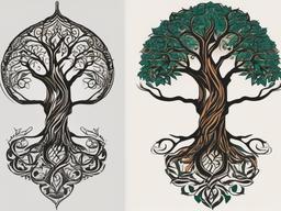 tree of yggdrasil tattoo  simple vector color tattoo