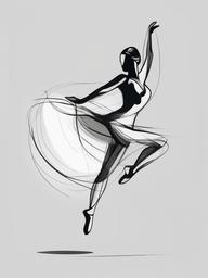 drawing of dancer  minimal rough scribbles,doodles,black and white