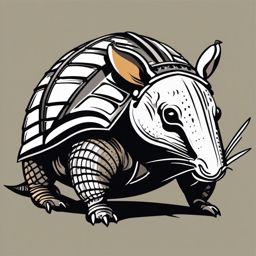 Armadillo Clip Art - Sturdy armadillo in its armor,  color vector clipart, minimal style