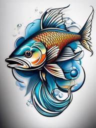 Flying Fish Tattoo,a tattoo capturing the grace and beauty of the flying fish, symbol of freedom and movement. , color tattoo design, white clean background