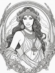 Siren Coloring Pages - Enchanting Sea Maidens with Luring Songs  minimal black outline printable sheet, coloring page