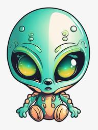 Cute Alien Tattoo - Add a touch of cuteness to your body art with a cute alien-themed tattoo.  simple color tattoo,vector style,white background