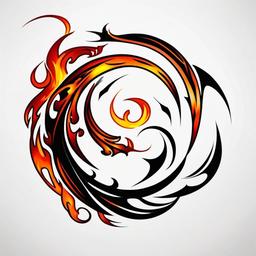 fire tattoo tribal  simple color tattoo,white background