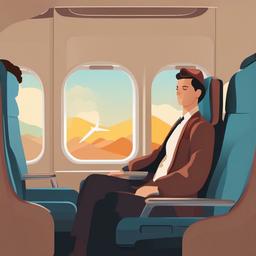 Person clipart - person traveling on a plane  color,minimalist,vector clipart