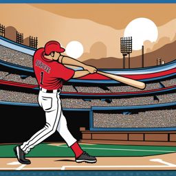 baseball clipart: baseball hitting a home run in a packed stadium. 