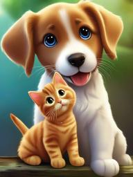 Cute Cat Dog Wallpaper - Lovable cats and dogs together  ,mobile iphone background wallpaper