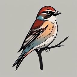 little sparrow tattoo  minimalist color tattoo, vector