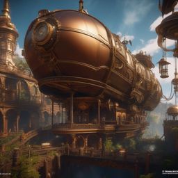 Steampunk Fantasy - A steampunk-inspired fantasy world with airships and gears detailed matte painting, deep color, fantastical, intricate detail, splash screen, complementary colors, fantasy concept art, 8k resolution trending on artstation unreal engine 5