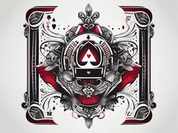 Playing Card Tattoo-Creative and stylish tattoo featuring various playing card elements in a well-designed composition.  simple color tattoo,white background