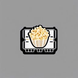 Camera film strip with popcorn sticker, Cinematic , sticker vector art, minimalist design