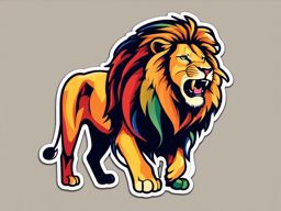 Lion Sticker - A lion roaring with pride, ,vector color sticker art,minimal