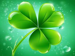 4 Leaf Clover clipart - clover with dew drops glistening  