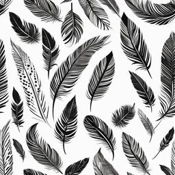 Feather Pattern Tattoo - Patterned arrangement of feathers.  simple vector tattoo,minimalist,white background