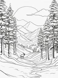 Santa with Reindeer in Snow Coloring Pages - Journeying Through a Snowstorm  minimal black outline printable sheet, coloring page