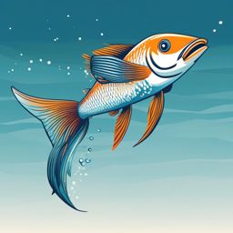 Flying Fish Clipart - Flying Fish taking to the air to escape predators , minimal, 2d