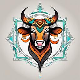 geometric taurus tattoo  simple vector color tattoo