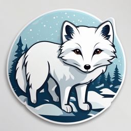 Arctic Fox Sticker - An arctic fox blending into snowy surroundings. ,vector color sticker art,minimal