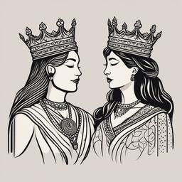 Husband and Wife King and Queen Tattoos - Cement your partnership in ink.  minimalist color tattoo, vector