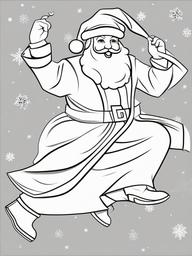 Santa Dancing Coloring Pages - Jolly Santa Dancing in Christmas Cheer  minimal black outline printable sheet, coloring page