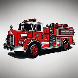 fire engine tattoo  simple color tattoo,white background