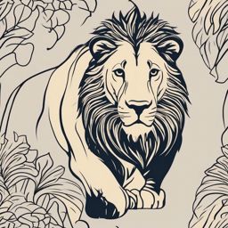 Lion Clipart - Lion representing courage as it roars in the savannah , minimal, 2d