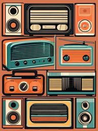 Radio Clipart - Vintage radio tuned to classic tunes of the past.  color clipart, minimalist, vector art, 