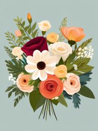 Bouquet Clipart,Illustrating a wedding celebration with bouquet clipart  simple, 2d flat