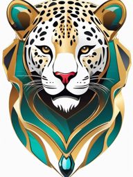 Jewel Jaguar  minimalist design, white background, professional color logo vector art